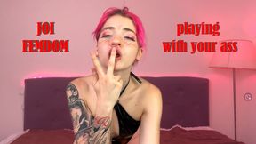 Petite pink-haired dominatrix Emma Fiore in JOI anal femdom