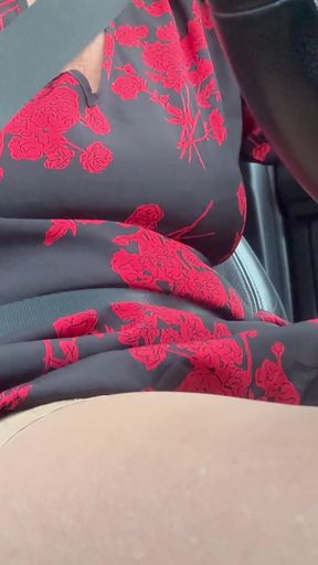 Horny sexy mom morning in the car   Clip 1