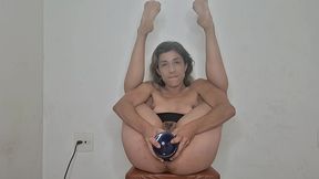 milf stretching her butt hole with a huge cone