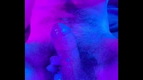 My artisic cumshot under pink and cyan lights