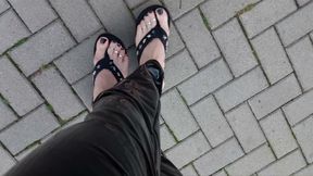 Crossdressing in Latex Leggings and Platform Thongs