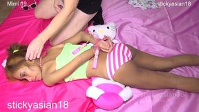 stickyasian18 cutey mimi, gets tied up, penetrated in her tight pussy & arse & then jizzed on. v14