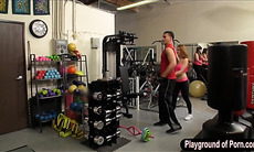 Redhead Farrah Flower fucked in the gym