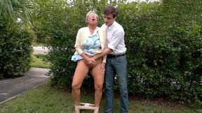 Granny Gets Nasty in Public, Young Buck Makes Her Cum Like a Fountain