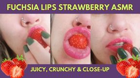 Fuchsia Lips Strawberry ASMR – Juicy, Crunchy & Close-Up