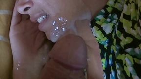 Hairy MILF Takes Cumshots on Her Face and Pussy with Big Cocks