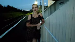 the puzzled cutie was waiting for the train, and got a hot cock and a pussy in public