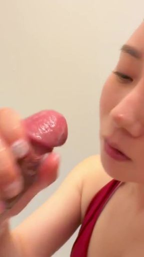 Horny Masochistic wife's rich blowjob lotion slimy handjob deep throat facial   Clip 1