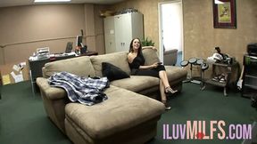 Milf having fun with a brunette and a dildo
