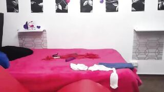 Naked babe all in foam masturbates on webcam