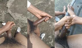 Monster BBC Outdoor Jerk Explodes Gushing Cum Tsunami On Feet