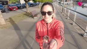 Girl On Roller Skates Gives Blowjob In Public, Cumface!