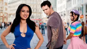 Ophelia seduces jealous girlfriend and boyfriend for a wild threesome fuck fest