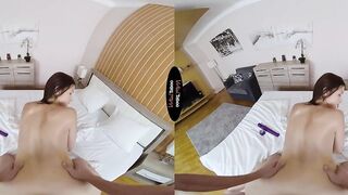 Huge booty stepsis getting cumshot after taboo sex inside VR
