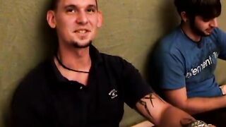 Handsome hairy stud receives passionate handjob and blowjob