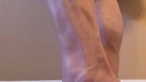 Standing Barefoot Oil Massage and Calf Flex