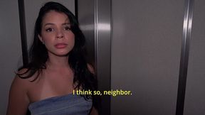 stuck elevator with my busty neighbor sylenna - what s the worst that could happen?