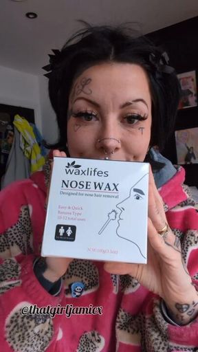 Alt girl waxes inside ears and nose