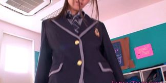 Tiny japanese beauty licked out by old guy
