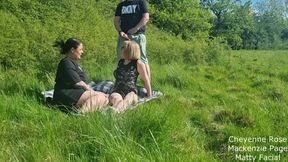 Lesbian couple films themselves in the nature