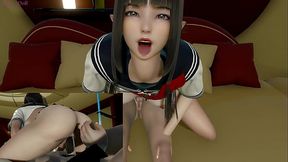 Trans Blade Mistress eyaculates inside Elf Student girl