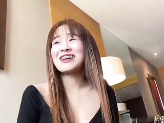 JohnTronX - Skinny Oriental bitch goddess rides ramrod until a creampie