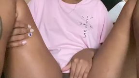 Sexy Latina teen strokes her small tits for her hot neighbor's husband