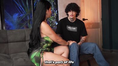 Big natural tits stepmom catches stepson jerking off and teaches him a lesson