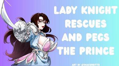 Tiny prince bent over the lady knight pegs him gentle and slow