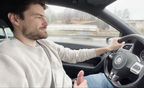 Almost Crashed the Car When I Jerked Him off and Him After His Orgasm