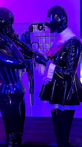 Transformed Into a Latex Kigurumi Maid