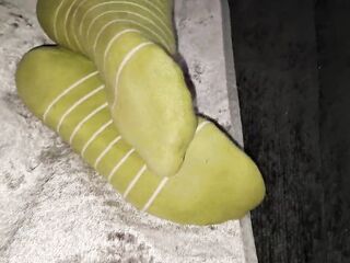 That babe not fast takes off her socks during the time that I film her