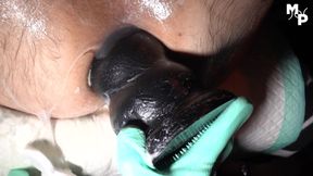 Rough anal fisting with green cleaning gloves FULL VID