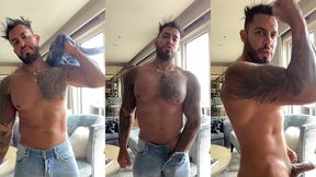 flexing muscle and masturbate with oil - viktor rom - pornstar gay daddy bear