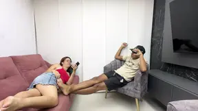 Shocked sis gets her sexy red ass filled with cum