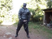Outdoor pawing in sweatsuit