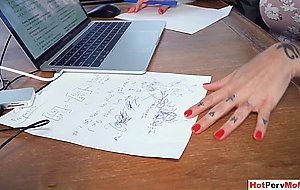 Math tutoring session ends in my inked MILF stepmothers pussy