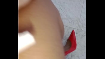 Playing with my high heels red shoes and sexy feet