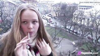 Huge Hair European Blonde Bianca 19 Goes Topless Public? What?