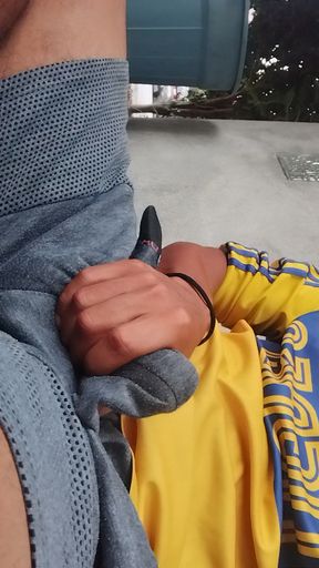 Man Gets Hot and Masturbates Under His Clothes