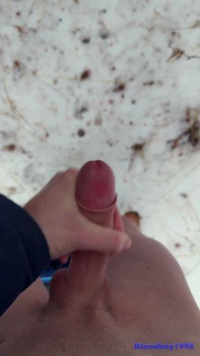 Handy POV - Twink Wixt His Cock in the Forest - in Winter