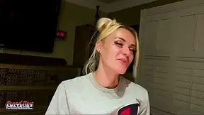 Petite blonde gets a sensual massage with a hand job and tool rubbing