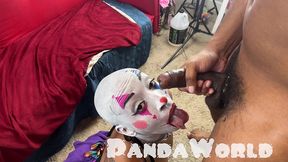 submissive ebony clown slut sucks and fucks her bbc master facial piss