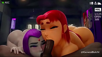 starfire and raven dc blowjobs hot