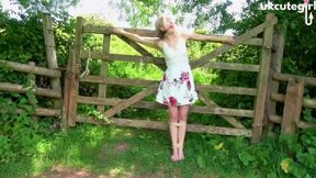 Damsel Tied to Gate Crucifix Bondage &amp; Ballgagged