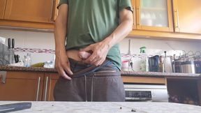 Hot Guy Jerks off and Shoots Big Load on the Kitchen Table