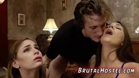 Teen girl dominates with extreme spit kissing and bondage
