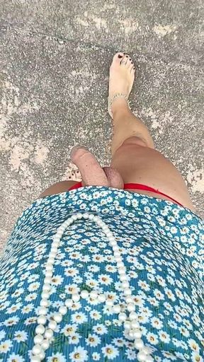 Joana walking and masturbating in open air