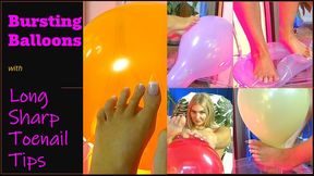 My Long Sharp Toenail Tips Bursting Balloons
