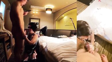 【ラブホでハメ撮り】会社の部下にメイドコスプレ！熟女フェラ / デブM女の巨尻に中出し【 中年 / 中出し/ 不倫妻】